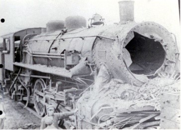 Lokomotiva Jason po výbuchu parního kotle