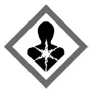 Výstražný symbol pro látky karcinogenní, mutagenní a toxické pro reprodukci kategorie 1A nebo 1B a kategorie 2